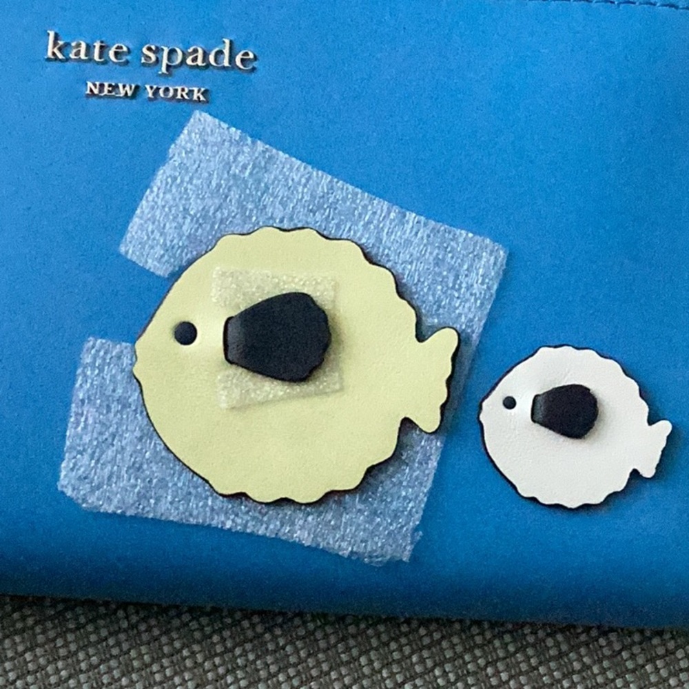 NWT Kate Spade Puffy Tide Pool Blue Zip Around Continental Wallet Summer Beachy - Picture 3 of 7
